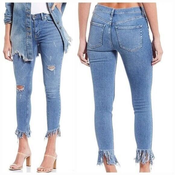 Free People We The Free Great Heights Jeans Distressed Size 25 Frayed - Picture 1 of 8